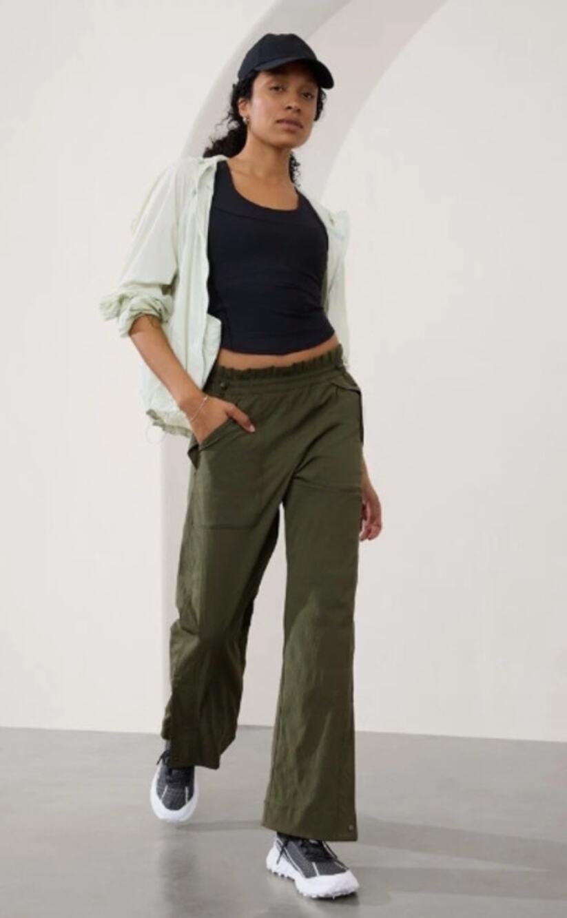 Athleta Trekkie Parachute Pant Olive Green Women's Sz XL NWT